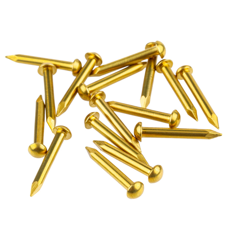 Solid Brass Escutcheon Pins - 1/2" Long - Pack of 100 - Small Round Head Nails - Decorative Nails for Wood - EP1-B