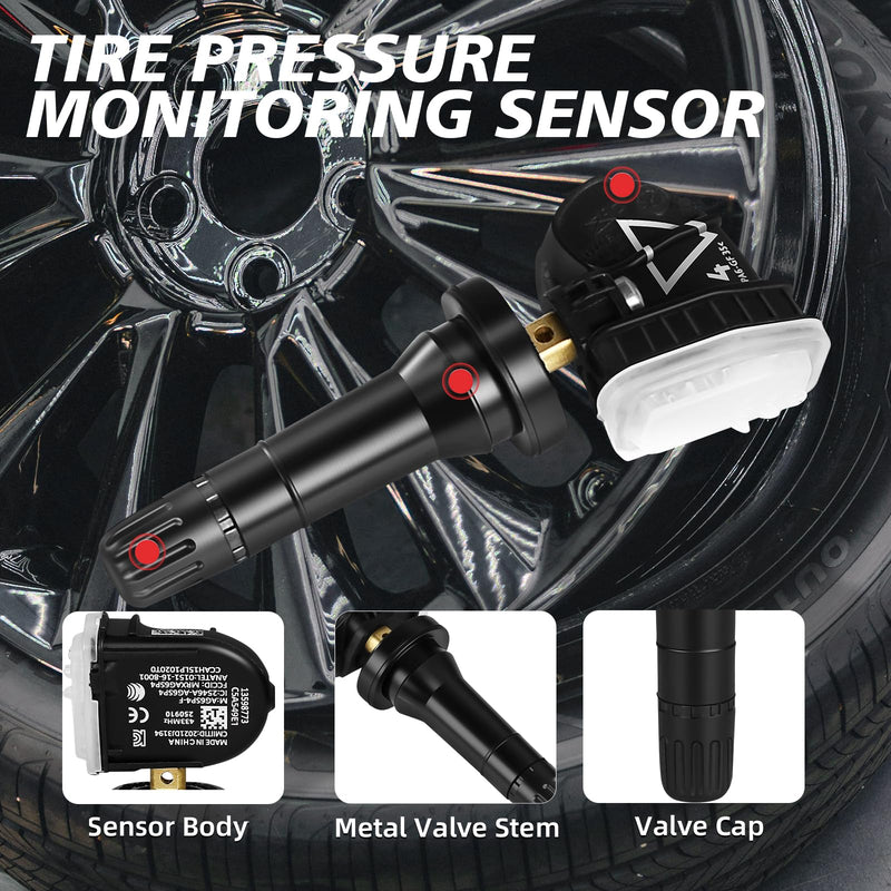 Pre-Programmed Tire Pressure Monitoring Sensor 433MHz TPMS Sensor Compatible with Chevy 2016-2022 Traverse Malibu 2017 2018 Impala 2019 2020 2021 2022 Silverado 1500 2500hd 4PCS 13598773