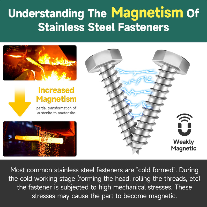 (12Sets) 5/16 Bolt, 5/16" x 2-1/2" Hex Head Lag Bolts, Heavy Duty Lag Screws with Washers, 304 Stainless Steel 18-8, 5/16 Bolt for Wood, Partial Thread 5/16" x 2-1/2" 12