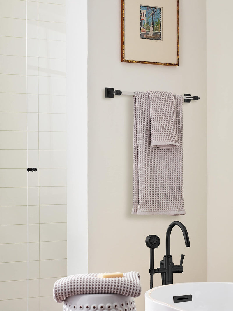 Amerock BH36064CMB | Clear/Matte Black Towel Bar | 24 inch (610 mm) Center-to-Center Towel Rack | Glacio | Bathroom Towel Holder | Bathroom Hardware | Bath Accessories
