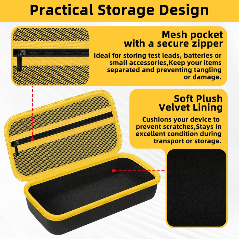Case for Fluke 62 Max/ 62 Max+/ 64 Max/ 59 Max+ Infrared Thermometer, Hard EVA Protective Carrying Bag with Mesh Pocket, BLACKYELLOW (CASE ONLY)