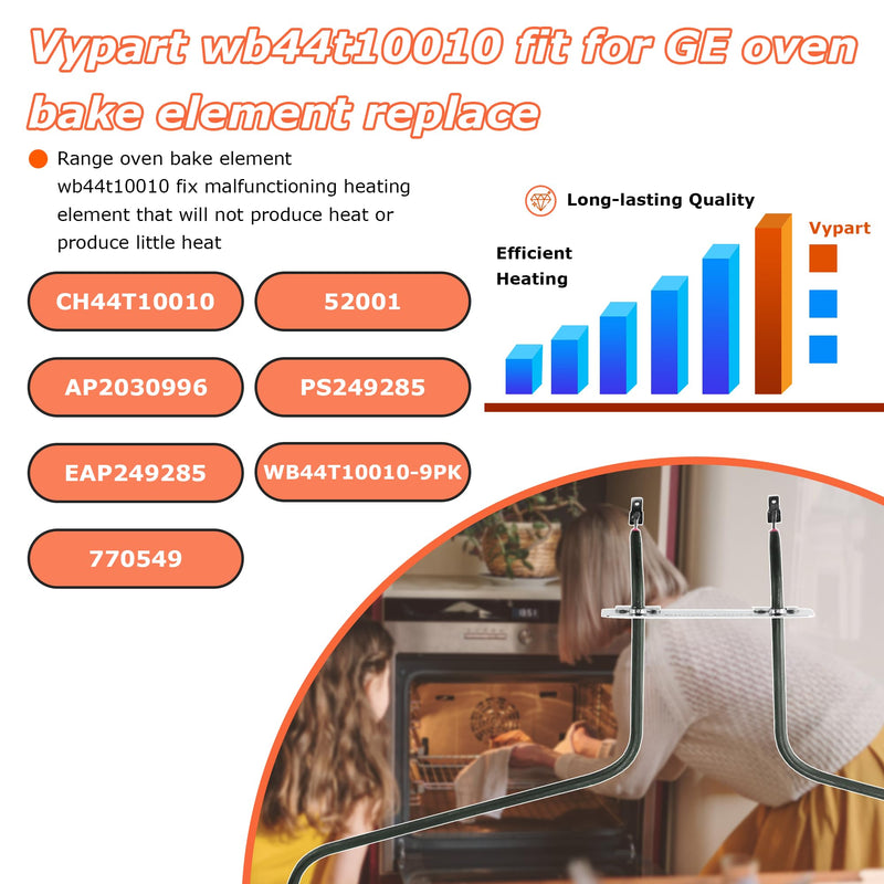 Replacement GE Oven Bottom Heating Element wb44t10010-Compatible with Ge neral Electric Spectra Oven Element By Vypart