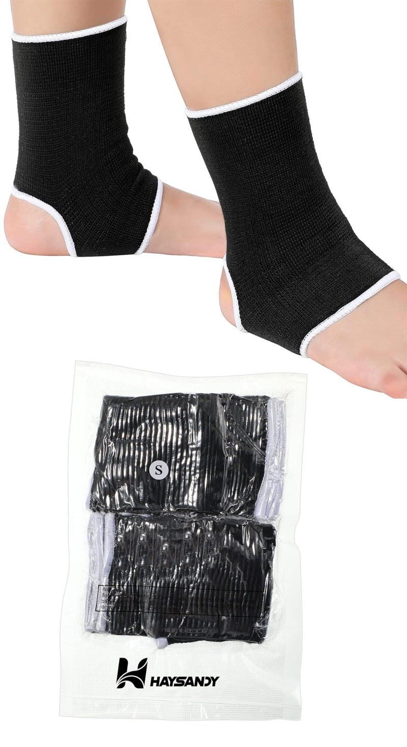 Haysandy 4 Pieces/ 2 Pair Kids Ankle Support Brace Elastic Kids Compression Socks Knitted Ankle Sleeve for Jogging Running Fitness(Black,5-10 Years) 5-10 Years Black