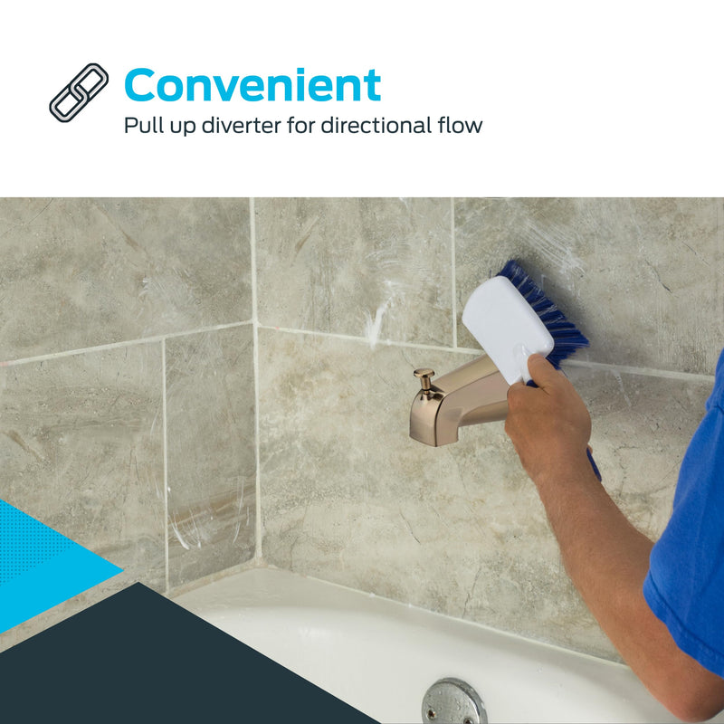 EZ-FLO 5-3/8 Inch Zinc Bath Tub Diverter Spout, 1/2 Inch IPS Pipe, Brushed Nickel, 15080