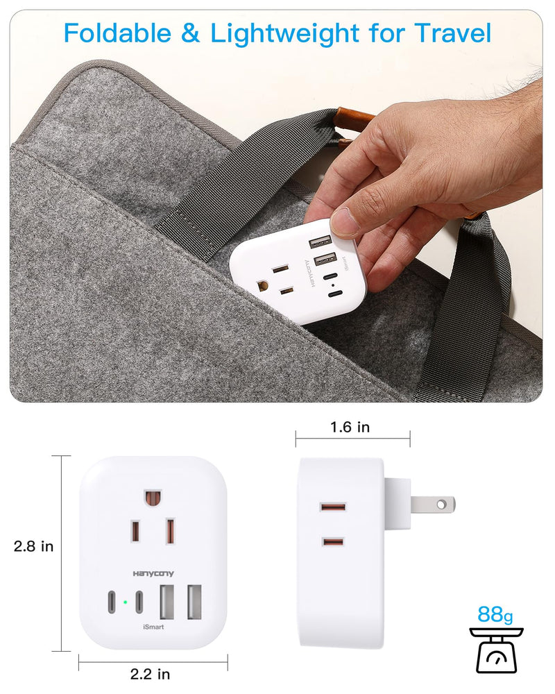 2 Pack US to Japan Travel Plug Adapter, Japan Power Adpter with 4 Outlets 4 USB Ports(2 USB C), Type A Plug Adapter for Amercian USA to Japanese China Canada Mexico Philippines Peru Type A - Japan USA China - NewNest Australia