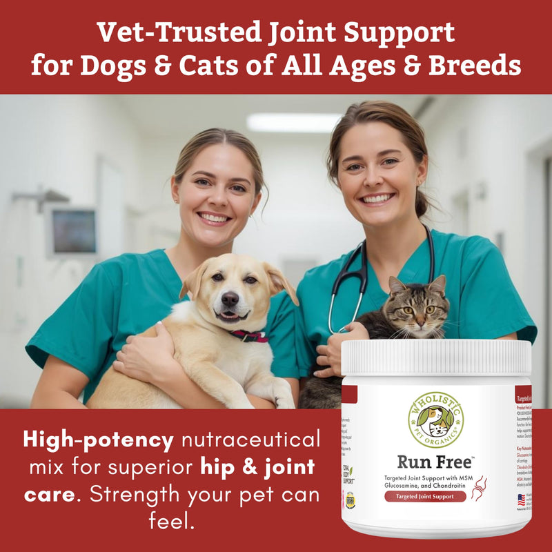Wholistic Pet Organics Max Strength Hip and Joint Supplement for Dogs & Cats - Cat & Dog Joint Supplement Powder, Chondroitin & MSM to Support Mobility - Glucosamine for Dogs & Cats - 8 oz - 56 Scoops 8oz