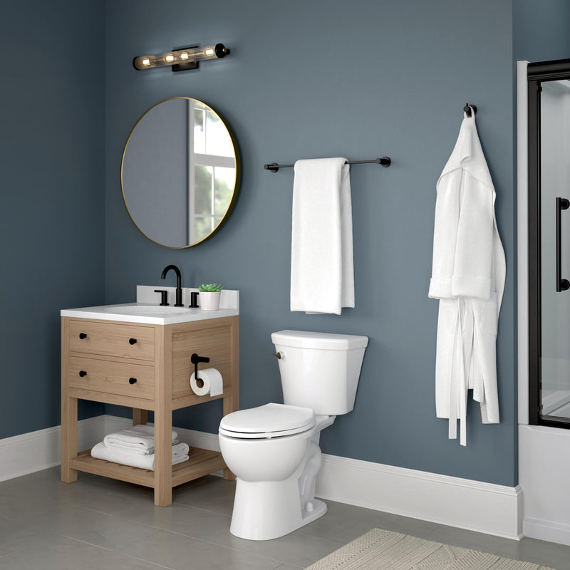 Franklin Brass Kildare (1-Pack) 18'' Towel Rack w/ 6" Extender for Bathroom Matte Black Towel Bar for Bathroom Wall Mounted Towel Holder Rod KLD26-MB