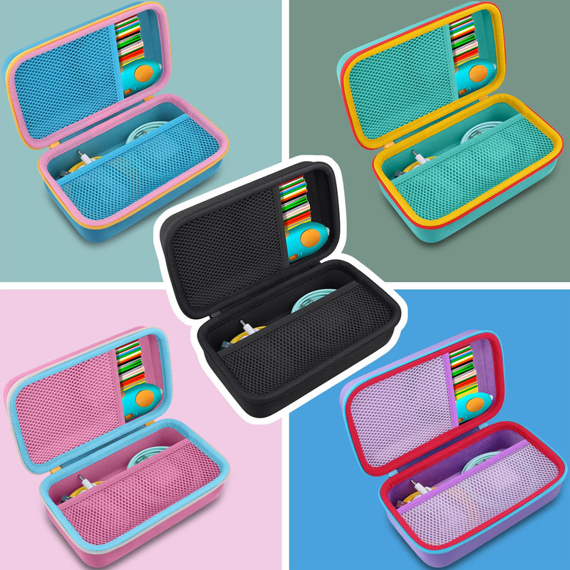 Case Compatible with 3Doodler Start+ Essentials/3Doodler Flow 3D Printing Pen,Storage Holder for 3D Pen PLA Filament and Charger (Pink Case,White Zipper)