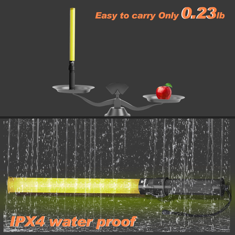 2 Pieces 21 Inch Signal Traffic Wand with 3 Flashing Modes & 6 Led Lights, Traffic Safety Baton with Wrist Strap for Air Marshalling, Car Directing, Parking Guides (Yellow) Yellow 2 Pack