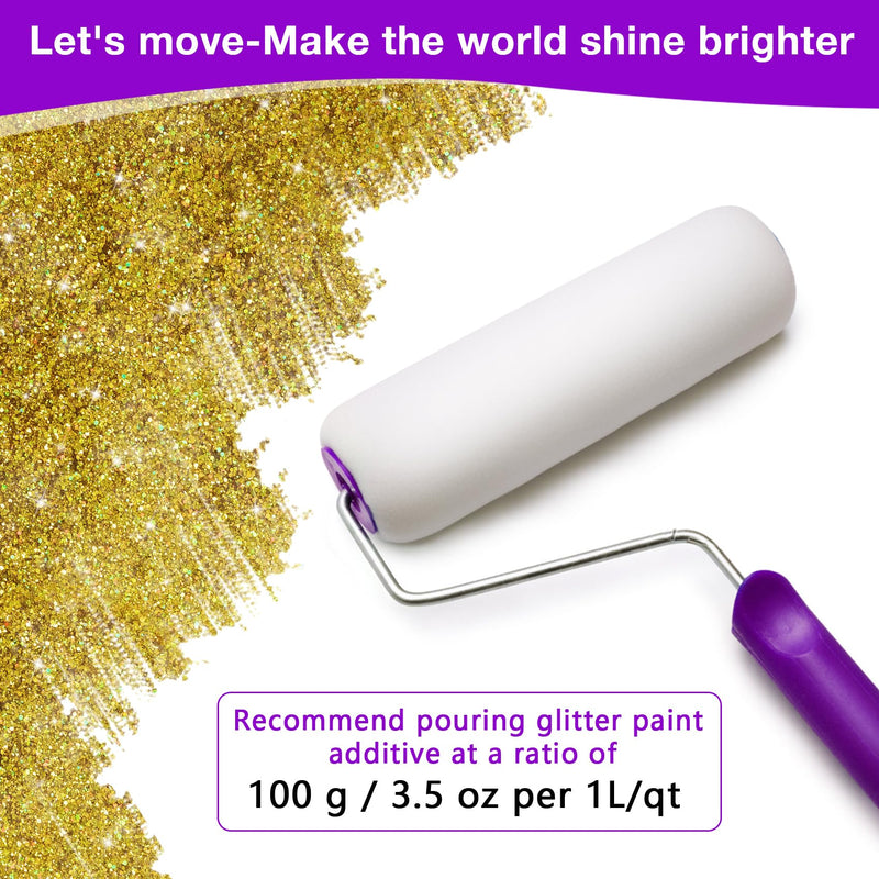 TORC Glitter Paint Additive Glitter Holographic Gold Glitter Crystals for Acrylic Paint, Interior & Exterior Walls, Wood, Varnish, Furniture, Craft, Matte, Gloss, Satin, Silk, Mixed Size 400g/14oz 14 Ounce (Pack of 1)