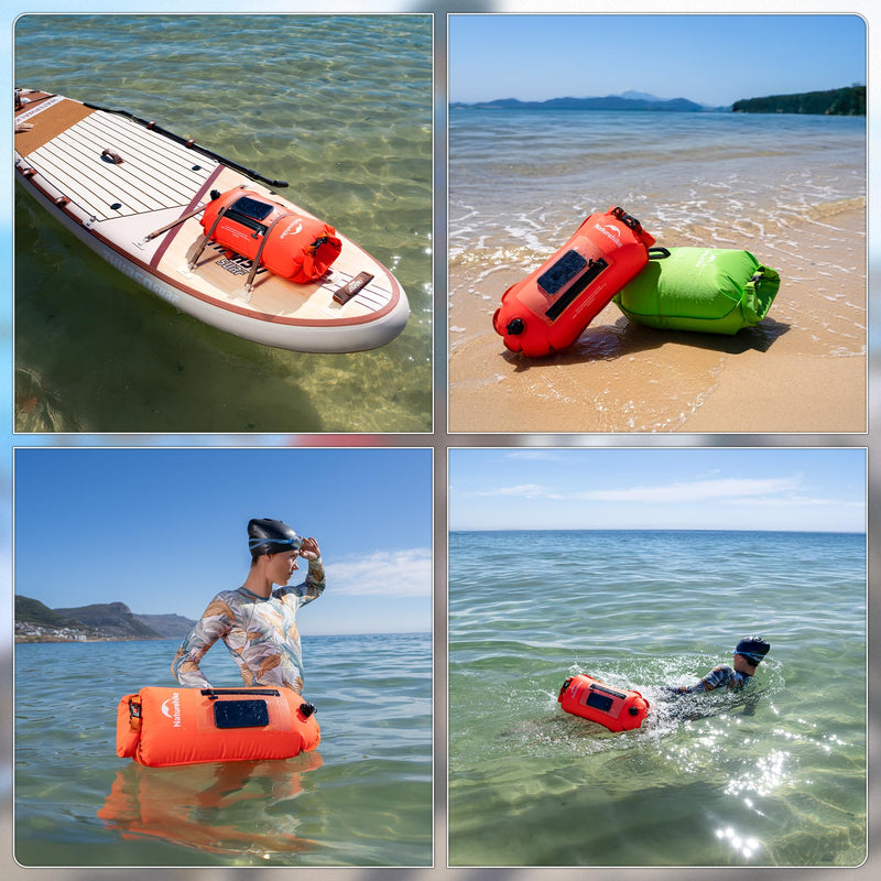 Naturehike 18L Waterproof Dry bags-Roll Top Waterproof Swimming Buoy with Waterproof Phone Compartment, Outdoor Bags Keep Gear Dry for Hiking, Kayaking, Camping, Swimming, Boating（Orange） Orange