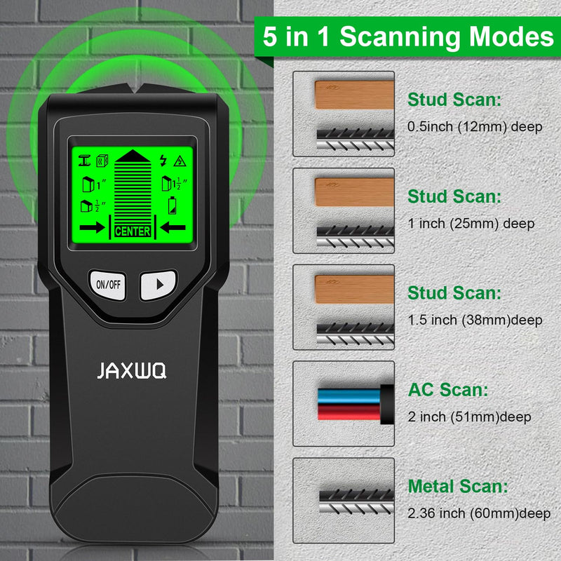 Stud Finder Wall Scanner - 5 in 1 Stud Finder Tool w/Smart Chip and HD LCD Display, Stud Detector Beam Finders for the Center and Edge of Wood AC Wire Metal Studs Joist Pipe (Charcoal) Charcoal