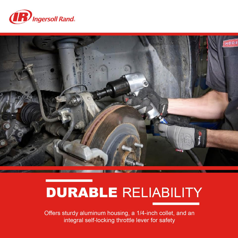 Ingersoll Rand 301B Air Die Grinder – 1/4", Right Angle, 21,000 RPM, Ball Bearing Construction, Safety Lock, Aluminum Housing, Lightweight Power Tool, Black Metal Housing 301B - Air Angle Die Grinder