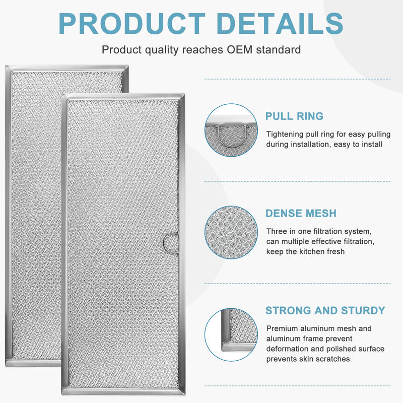 Fits for Jenn.Air 71002111 Downdraft Range Hood Grease Filter by AMI PARTS - Microwave Oven Aluminum Mesh Grease Filter 15 5/8" x 6 3/8" (2-Pack)