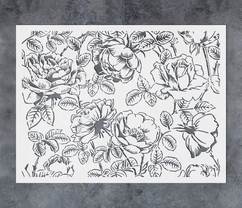 GSS Designs Large Flower Wall Stencils for Painting 16x24Inch Floral Stencil for Painting on Walls Wood Floor Furniture Crafts Large Plant Leaf Stencils for Walls Flowers 16" x 24"
