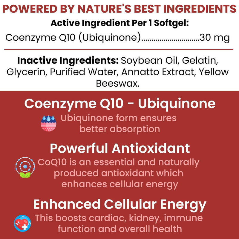 CoQ10 for Dogs, 60 Soft Gels - Dog Heart Health Supplement, Cardiac and Kidney Support - 30mg Coenzyme q10 for Dog Cardiovascular, Immune Health and Cellular Energy Support - Made in the USA