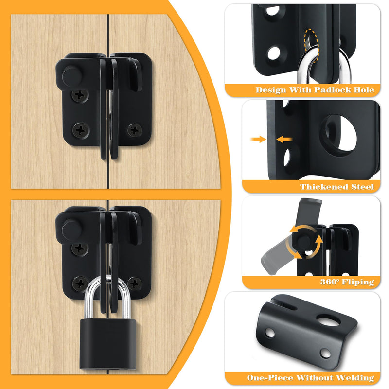 Alise Flip Latch Gate Latch Black,Shed Door Latch Barn Door Lock Shed Lock Shed Latch,Stainless Steel Locking Latches for Shed Barn Fence Chicken Dog Cage Window Cabinet Backyard Garage Doors,S-Size Small Size (SS) Matte Black