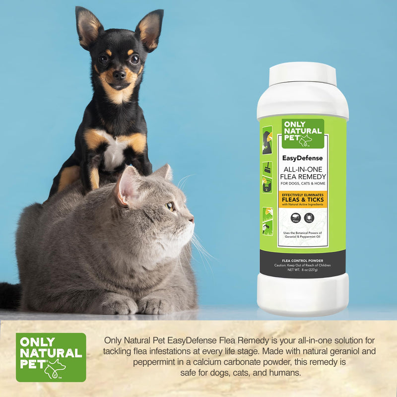 Only Natural Pet EasyDefense Powder for Dogs & Cats - Natural Protection for Home, Furniture, Carpets, Bedding & Outdoor Areas - Safe for Pets & Family - 8 oz Pack of 1