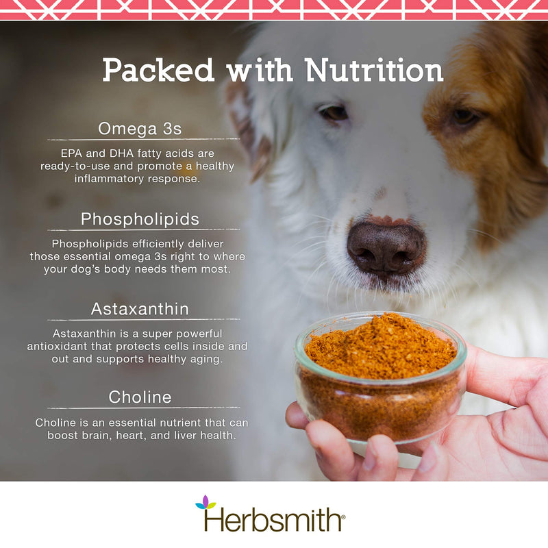 Herbsmith Pure Krill - Wild-Caught Antarctic Krill - Just 1 Ingredient - Astaxanthin for Dogs - Ready-to-Use Omega 3s – Alternative to Krill Oil for Dogs - 75g - PawsPlanet Australia