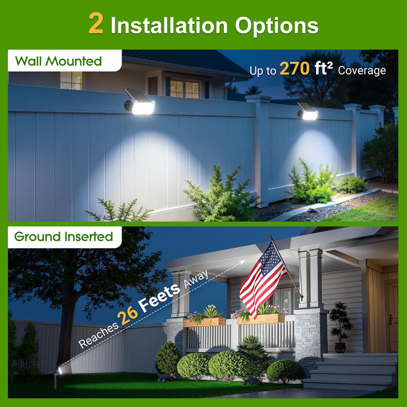 LETMY New Upgrade Solar Spot Lights Outdoor Waterproof with Bigger LED, 6 Pack Auto ON/Off Solar Lights Outdoor, 2-in-1 Wall Lights & 2 Modes Landscape Spotlights for Tree Yard Pathway Garden Decor Cool White