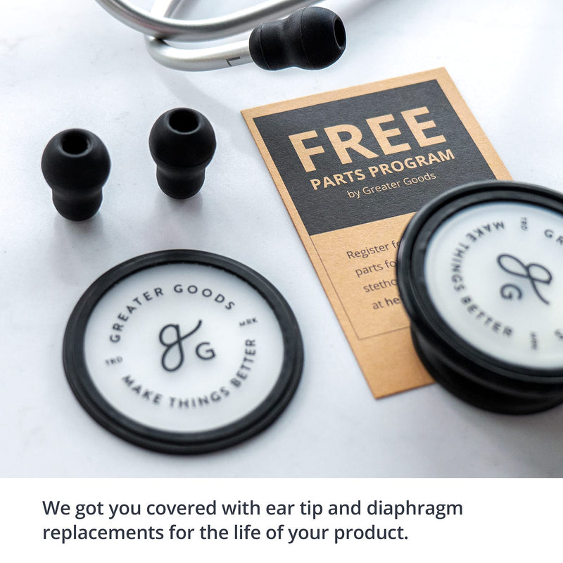 Greater Goods Dual-Head Stethoscope – Clinical Grade, Lightweight, High-Precision Sound, Ideal for Doctors, Nurses, Students, and Medical Professionals, FSA and HSA Eligible (Black) Black