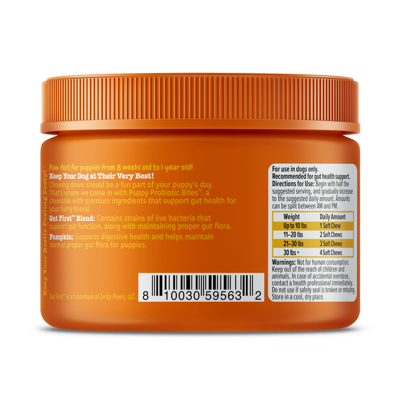 Zesty Paws Puppy Probiotics for Dogs - for Digestive Health, Gut Flora & Immune System Support - Dog Probiotics for Puppies with Bacillus subtilis & Pumpkin - 90 Count Pumpkin - Puppy