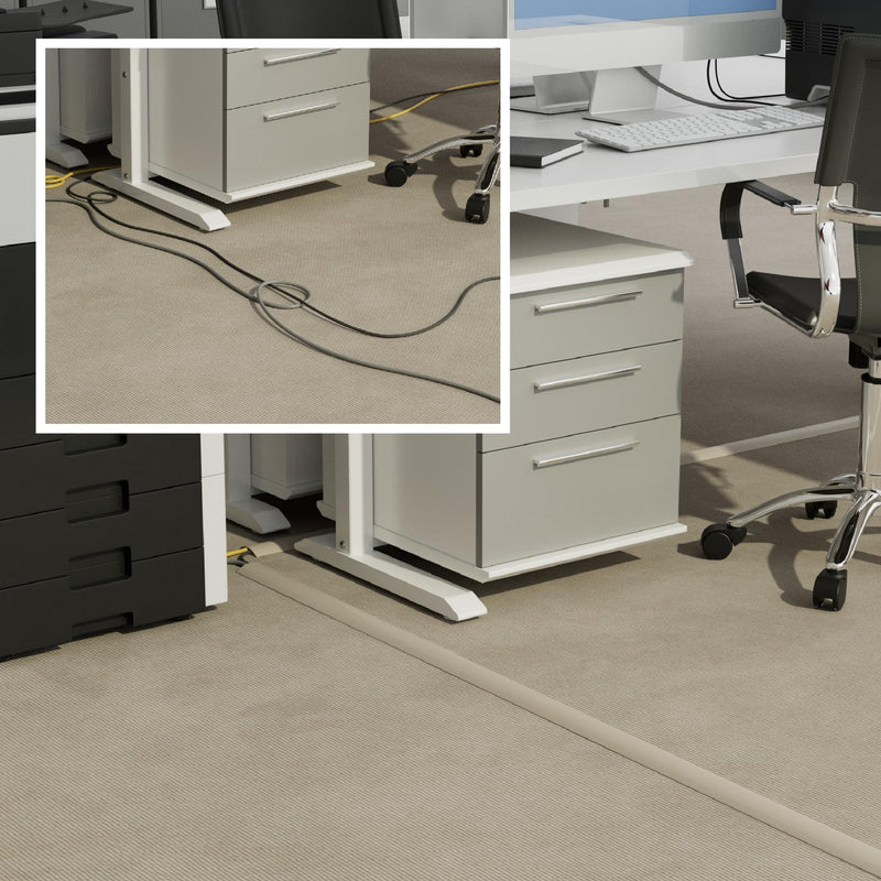 D-Line 6ft Floor Cord Cover, Cable Protector, Hide Extension Cords, Protect Cords, Prevent Cable Trips, Heavy Duty Cord Hider - Cable Cavity = 0.63" (W) x 0.31" (H) - Beige 6 Feet