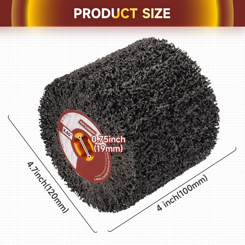 Abrasive Drawing Wheel Surface Conditioning Tool 40 Grit 120 x 100 x 19 mm Wire Drawing Polishing Burnishing Wheel for Wood Metal Surface Polishing 4.7"x 4"