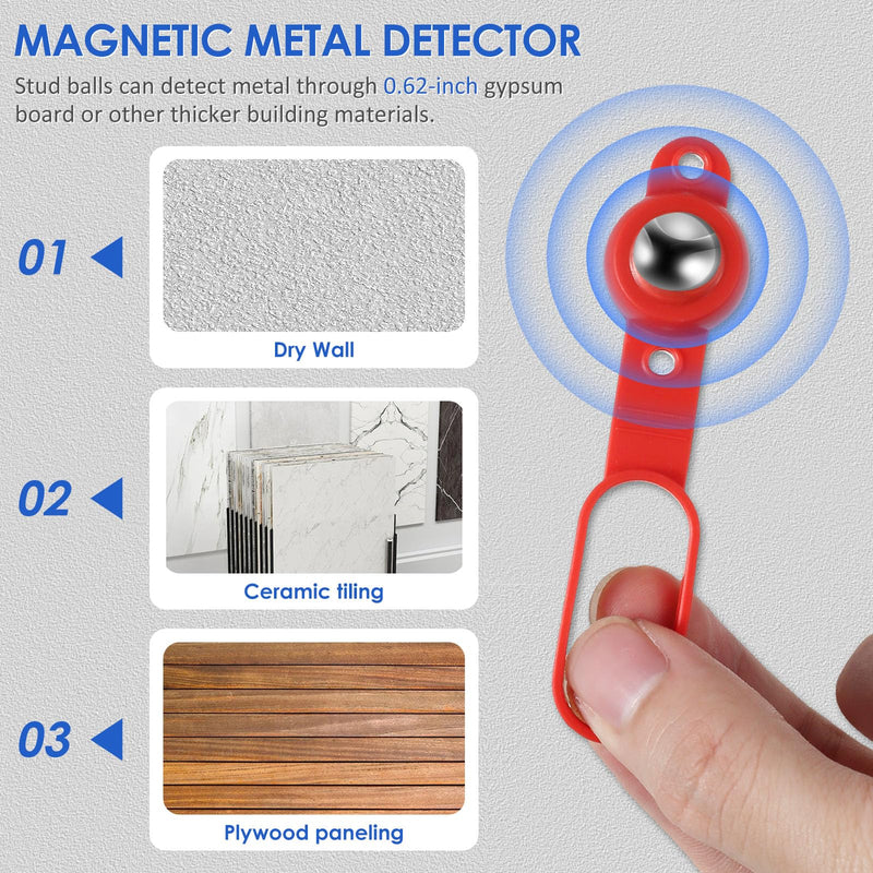 4Pcs Studball Magnetic Stud Finder with 27 Pounds of Pull Magnetic Power for Detected and Located Stud Through 5/8" Drywall, Wood or 3/4" Plywood Paneling, Ceramic Tiling