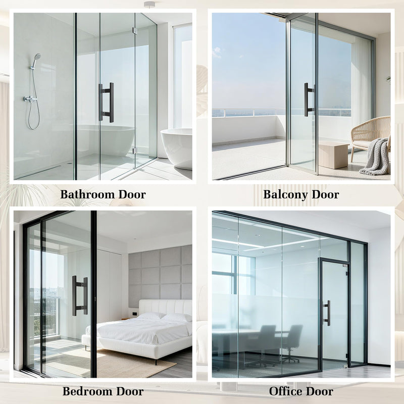 Alise 6" Shower Door Handle,Sliding Door Handles,Push Pull Glass Door Handle, Square Back to Back Shower Doors Handle, SUS304 Stainless Steel Shower Doors Hardware Replacement,Matte Black 6 Inch
