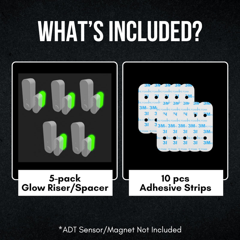 ADT Alarm Magnet Riser | 5 Pack Glow in The Dark Set with 3M Adhesive - Easy Mount to Any Doorway, Window, and Entryway | Ring Sensor/Magnet Not Included (1 inch) 1 inch