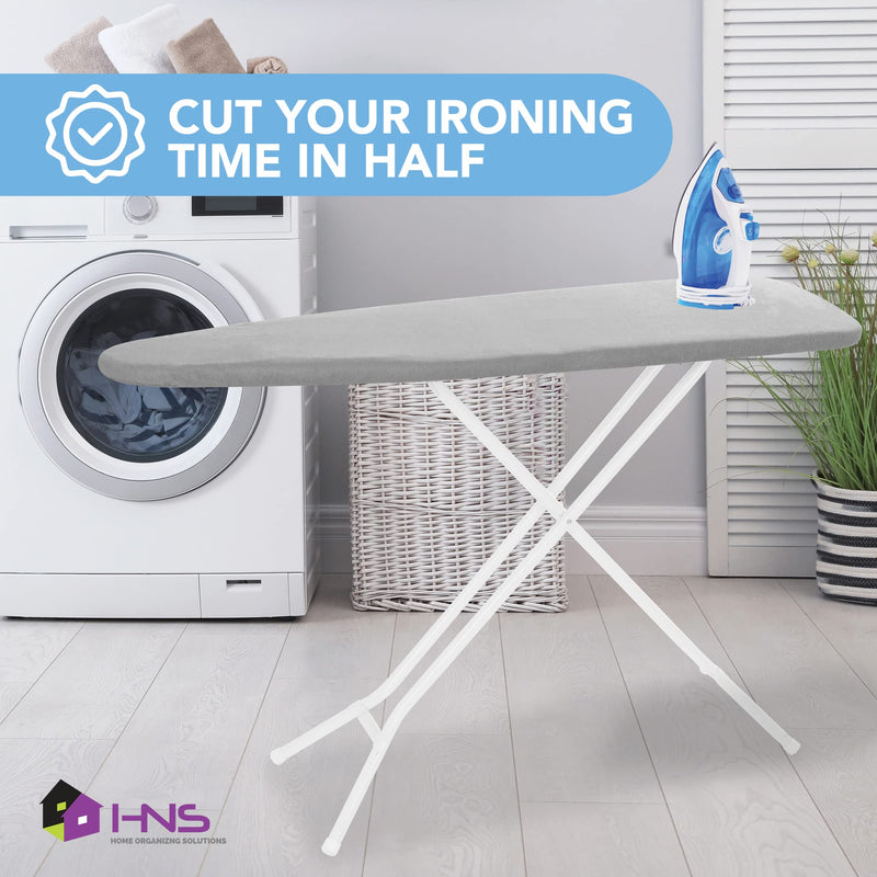 HOLDN’ STORAGE Ironing Board Cover and Pad - Iron Board Cover with Padding15 x 54" - Iron Board Cover Large Fits All Standard Sizes - Heat Reflective Iron Pad for Table Top Grey Gray Ironing Board Cover