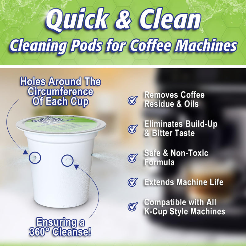 Quick & Clean [6-Pack] Keurig Cleaning Pods - K Cup Cleaner Pod For Keurig - 2.0 Coffee Machine Compatible, Removes Stains, Non-Toxic and Eco-Friendly 6 Count (Pack of 1)