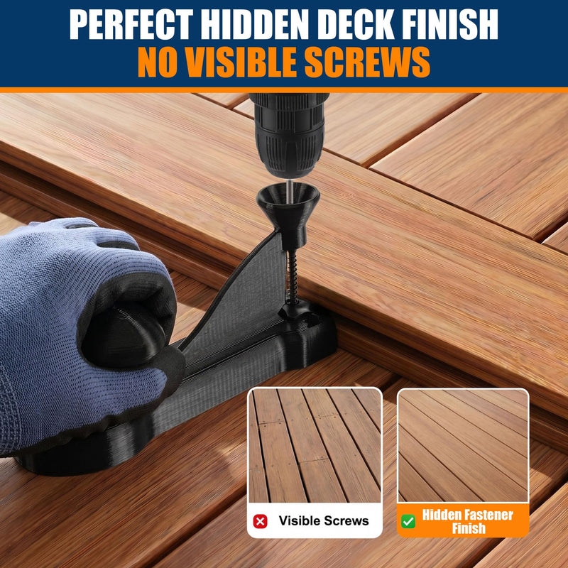 Hohean Hidden Fastener Installation Tool Kit Compatible with Trex Decking, Includes 100 Deck Fasteners, 100 Stainless Steel Screws & Drill Bit, Composite Decking Installation Tool Set