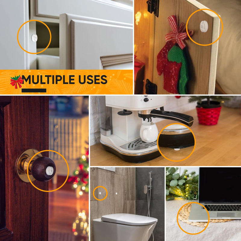 Vellax Self Adhesive Cabinet Door Bumpers - 128 pcs Sticky Silicone Clear Sound Dampening Rubber Bumpers - Cabinet Bumpers for Wall Protection, Kitchen Furniture, Decor, Drawer Stops SB-05P 128 Pcs - 0.5" x 0.2"