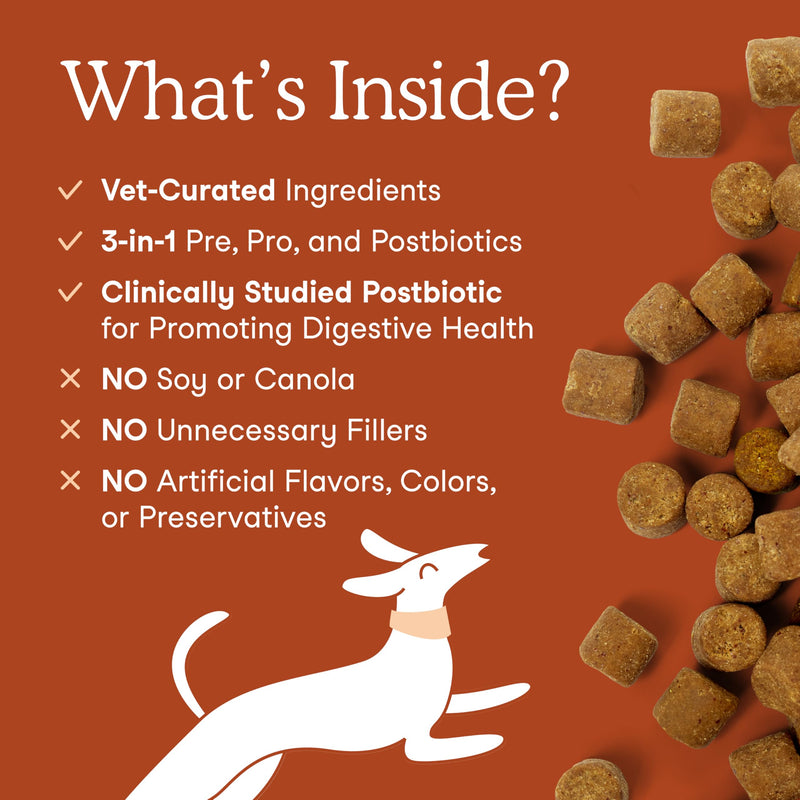 Fera Pets Probiotics for Dogs with Prebiotics and Postbiotics - Full Spectrum Gut Health Support - Promotes a Balanced Gut Microbiome - Boosts Immune Health - 90 Soft Chews 90 Chews