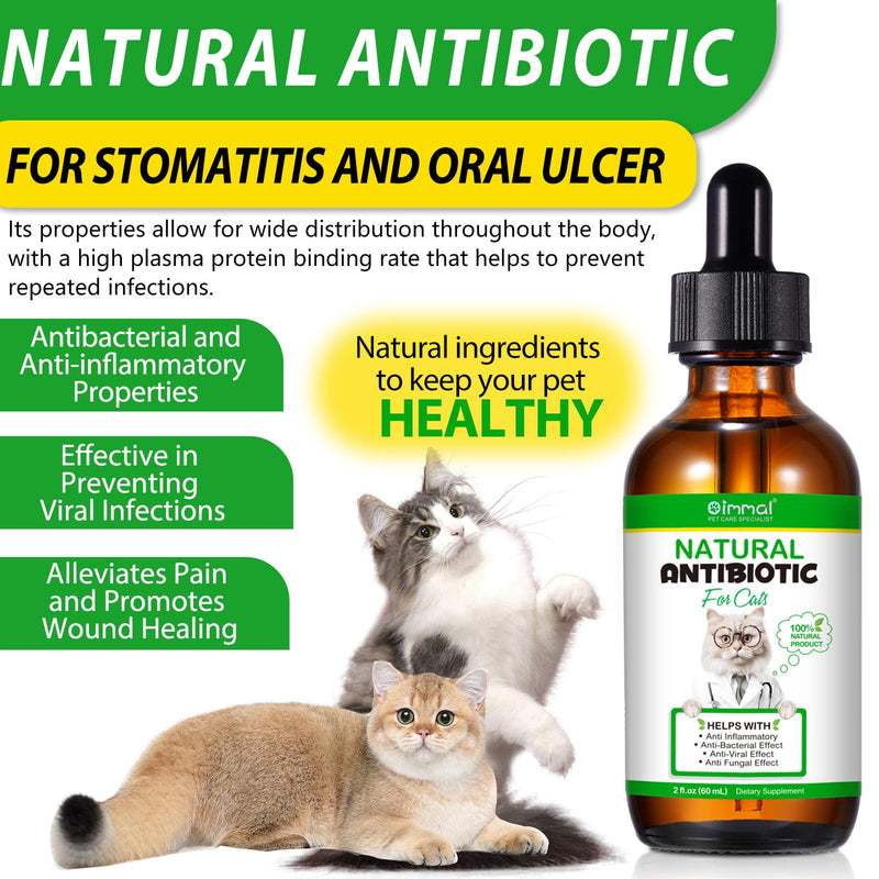 Natural Antibiotics for Cats, Antibiotic Liquid Drops Helps Immune System, Cat Antibiotic Supports Allergy Relief, Itching & UTI, Pet Health Supplies Multivitamins, Chicken Flavour - 4 Fl Oz / 2 Pack