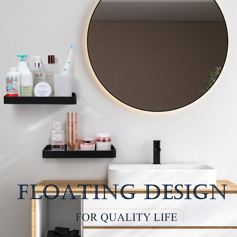 Z metnal Small Glass Bathroom Shelves, Matte Black Bathroom Floating Shelf, Mini Wall Shelf for Bathroom Organizer, Wall Mounted (Dark Glass, 9.8 inch/25cm) Dark Glass - NewNest Australia