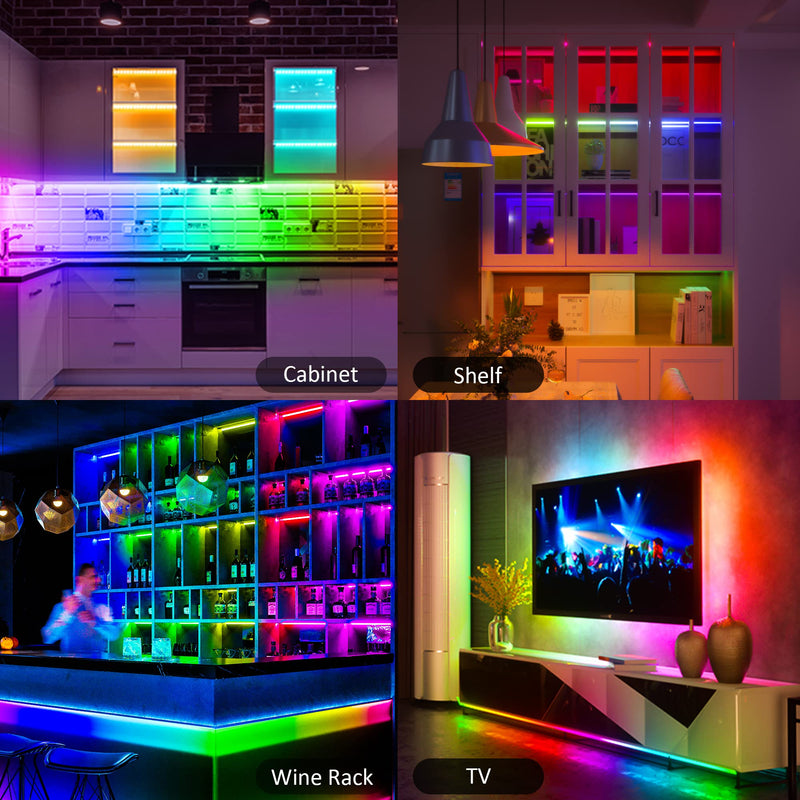 3 Pcs RGB Under Cabinet Lights Kit, Smart App and Remote Control Under Cabinet Lighting, Dimmible Under Counter Lights for Kitchen, Plug in LED Lights for Cabinet, Counter, Workbench, Desk Multicolor 3 Pack