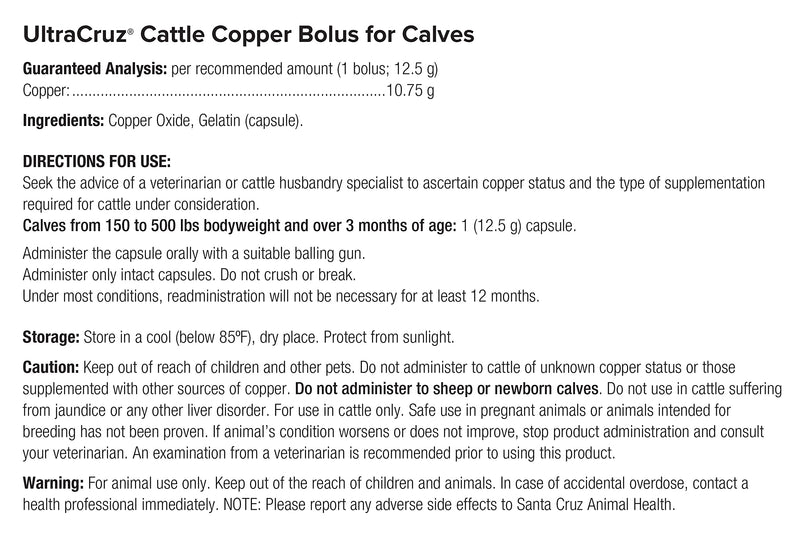 UltraCruz - sc-363565 Cattle Copper Bolus Supplement for Calves, 25 Count x 12.5 Grams - PawsPlanet Australia