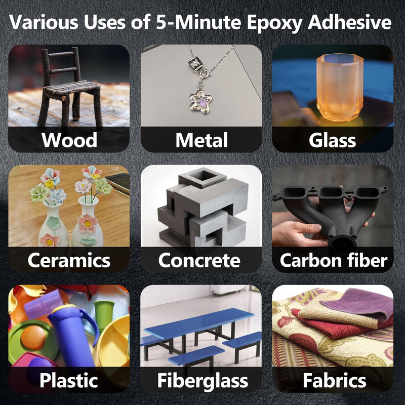 5 Minute Epoxy Clear 250ml, 2 Part Epoxy Glue, High Viscosity Fast Curing Multi-Purpose 5 Min Epoxy Glue for Repairing Hard Plastics, Metals, Ceramics, Wood, Etc