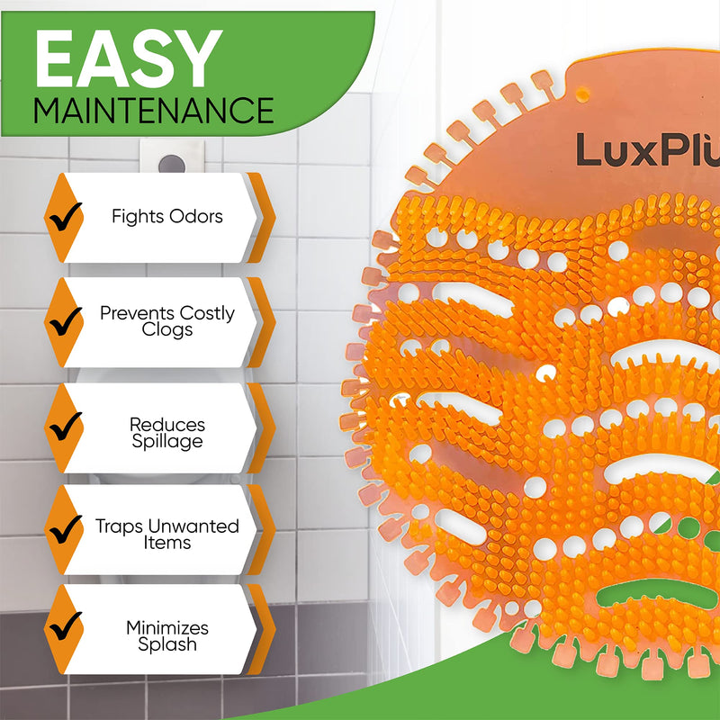 Urinal Screens Deodorizer 10 Pack - Orange Urinal Screen Deodorizer Urinal Mats With Splash Control - For Wet Dry Urinals, Reduces Odors - Urinal Cakes, Urine Odor Eliminator, and Toilet Deodorizer