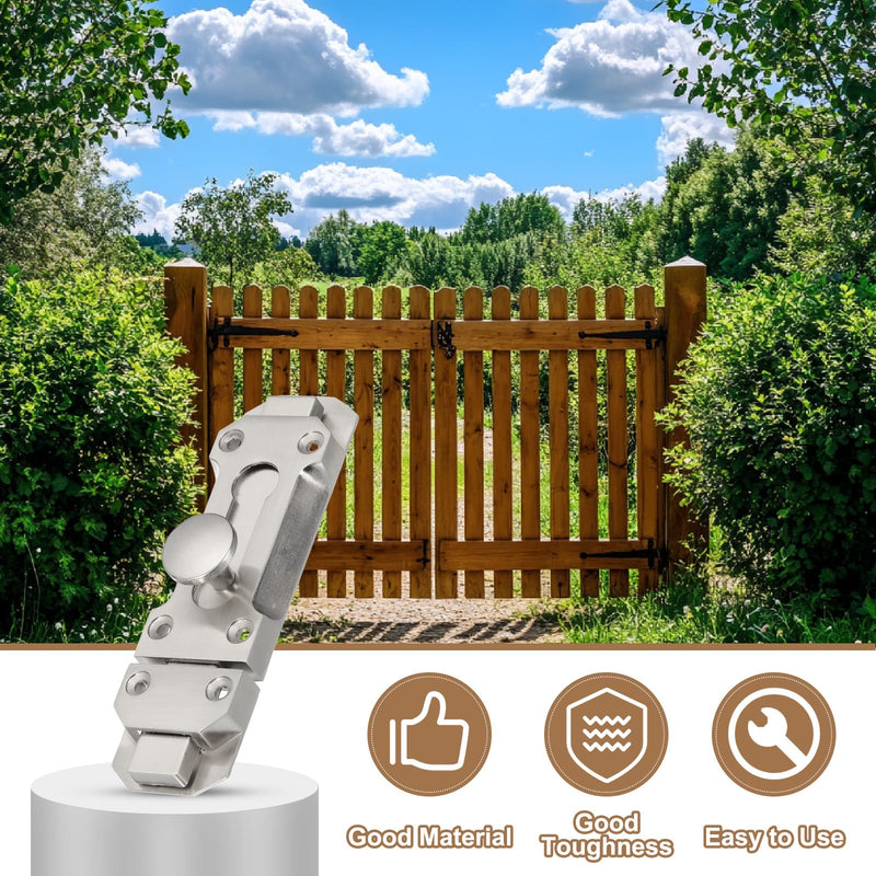 PATIKIL Barrel Bolt Latch, 2 Pack 5 Inch Solid Slide Door Lock Zinc Alloy Security Bolt Latch Vintage Gate Latches for Barn Warehouse, Silver