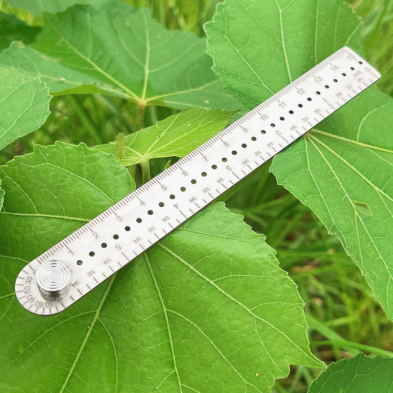Titanium Ruler, Metal Straight Ruler, Portable EDC Multifunctional Micro Ruler, Double-Faced Drawing Ruler, Protractor, Compasses, Arc, Measuring Tools Rule(CM/INCH) (Large) Large