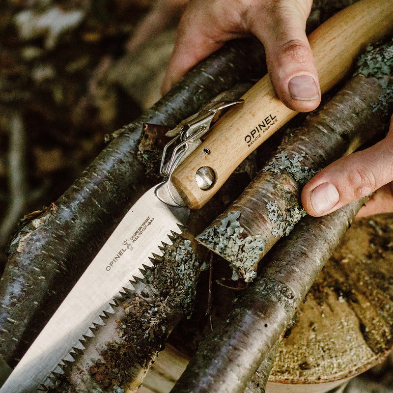 Opinel Folding Saw - Gardening and Camping Folding Carbon Steel Saw with Beechwood Handle No.18