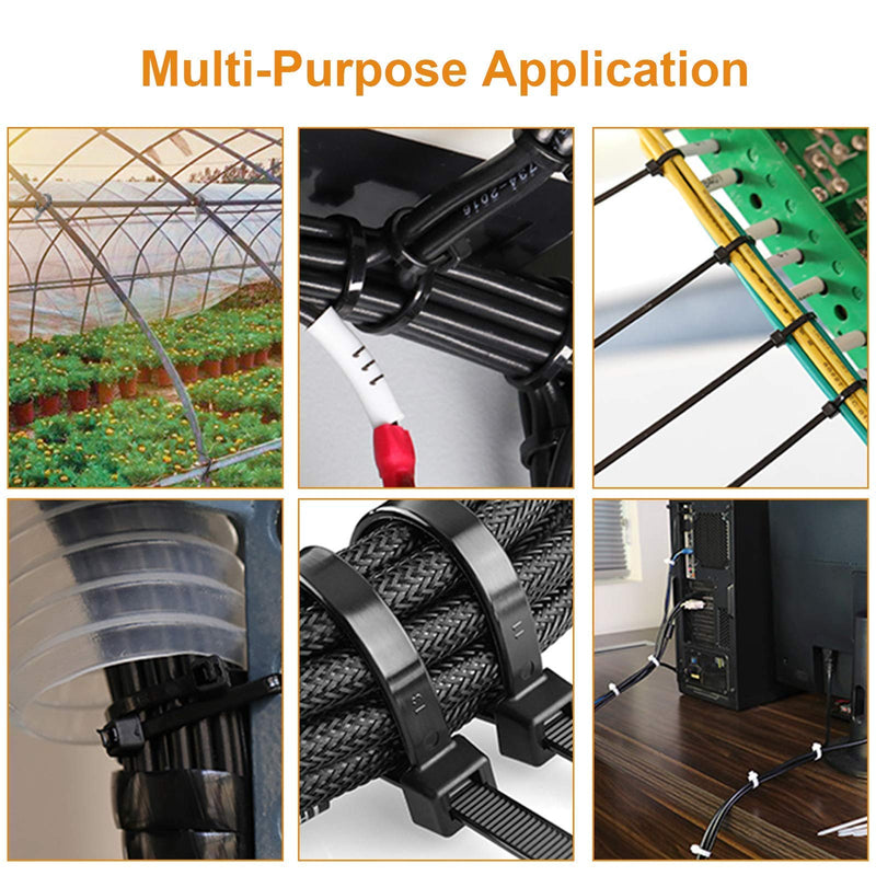 100Pcs Heavy Duty Industrial Zip Toes Releasable 8 Inch Black Tie Wraps Adjustable Tie wrap Reusable Zip Toes Tie Straps For Garden Plant Secure Vine, Home Office Use Reusable 8Inch 100Pcs
