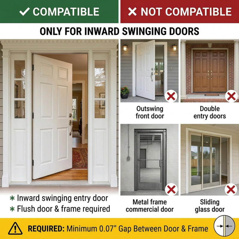 Door Reinforcement Lock 2 Pack, Home Security & Kids Safety | 800lbs Kick-in Defense; INWARD Swing Doors ONLY; Childproof Pinch-to-Unlock; Heavy-Duty Aluminum; Free Drill Bit Included
