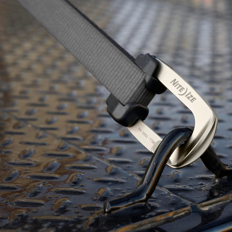 Nite Ize CamJam HookLock Strap Hook - Spring-Actuated Tie Down Hook - Corrosion-Resistant Hook & Tempered Steel Cargo Fastener - Heavy-Duty Load Securing for 1-Inch Straps - Large (2 Pack)