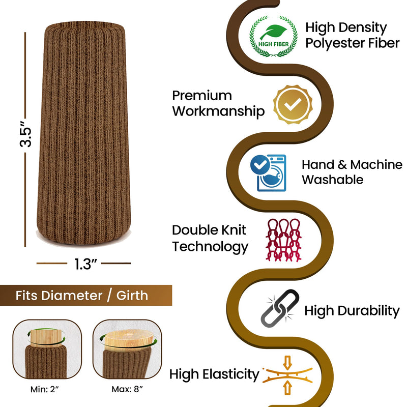 48 Pcs Brown Premium Chair Leg Socks Protectors for Hardwood Floors - Not Falling Off - Easy to Put On - Fits Round and Square Legs - High Elastic Bar Stool Leg Covers - Furniture Pads for All Shapes
