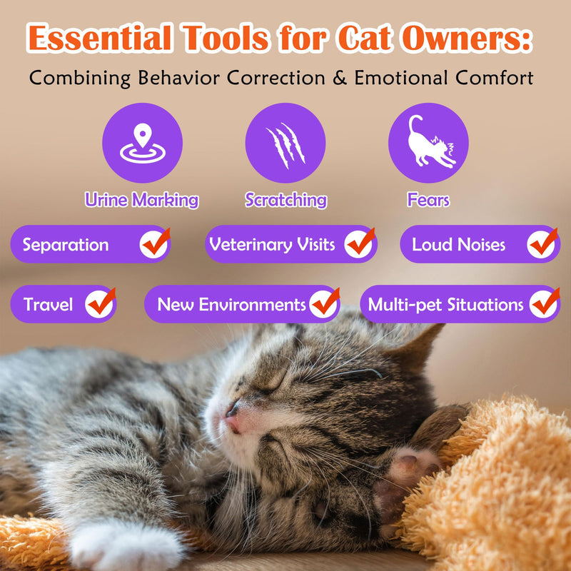 Cat Deterrent Spray & Cat Calming Spray, 2-in-1 Cat Spray Kit, Discourages Destructive Scratching and Stop Pee Spraying, While Alleviating Feline Stress and Anxiety (1.7 fl oz, 2 Pack) 1.7 fl oz Each, 2 Pack